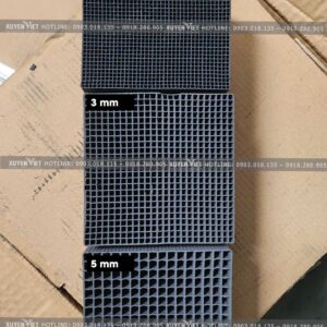 Than hoạt tính tổ ong lọc khí - khử mùi công nghiệp so sánh kích thước lỗ