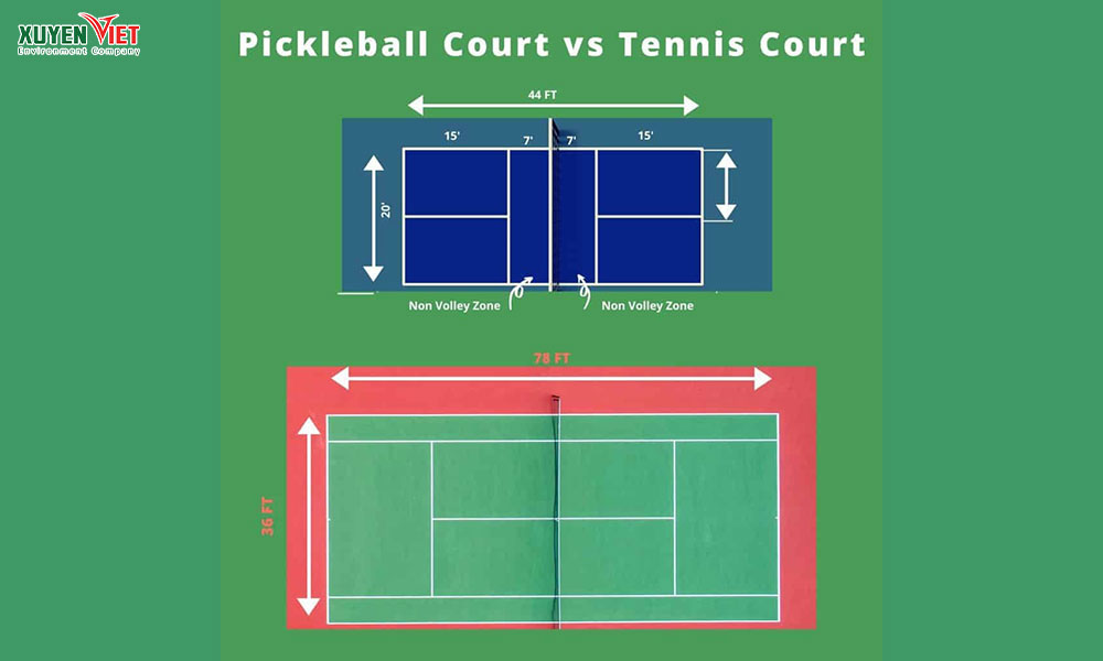 Dien tich lam san Pickleball nho hon 4 lan so voi san Tennis - Cách làm sân Pickleball chuẩn kỹ thuật [kiếm hơn 1tr/ Ngày]