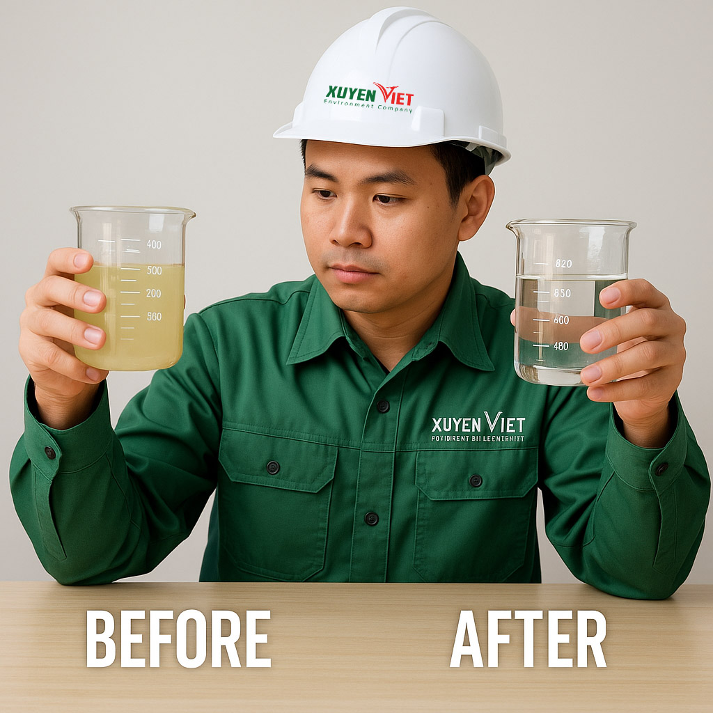 Cách Vượt Qua Quy Định Về Xử Lý Nước Thải Bệnh Viện QCVN 28:2010/BTNMT so sanh nuoc thai BOD sau khi xu ly boi Moi Truong Xuyen Viet - Cách Vượt Qua Quy Định Về Xử Lý Nước Thải Bệnh Viện QCVN 28:2010/BTNMT
