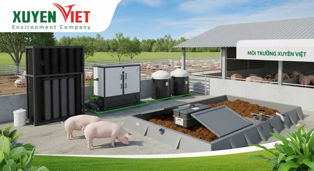 Xu ly mui hoi trong chan nuoi 1024x559 - Xử L&yacute; M&ugrave;i H&ocirc;i Trong Chăn Nu&ocirc;i Heo Bằng Duy Nhất 1 Vật Liệu Lọc