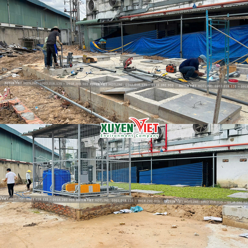 Kỹ sư môi trường Môi Trường Xuyên Việt đang rà soát hồ sơ phê duyệt đề án bảo vệ môi trường chi tiết và kiểm tra thực tế hệ thống xử lý nước thải tại nhà máy