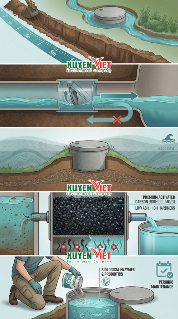 Cac phong tranh be phot bi tran do ngap 572x1024 - 7 c&aacute;ch xử l&yacute; bể phốt bị tr&agrave;n do ngập hiệu quả nhất 2025