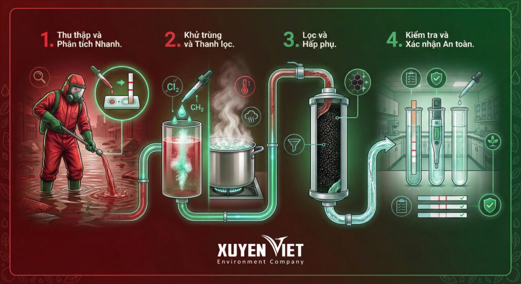 quy trinh xu ly nuoc nhiem khuan E.coli sau lut 1024x559 - Tr&aacute;nh nước nhiễm khuẩn E.coli sau ngập lụt trước khi qu&aacute; muộn