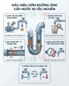 Dấu hiệu nhận biết đường ống cấp nước tắc nghẽn