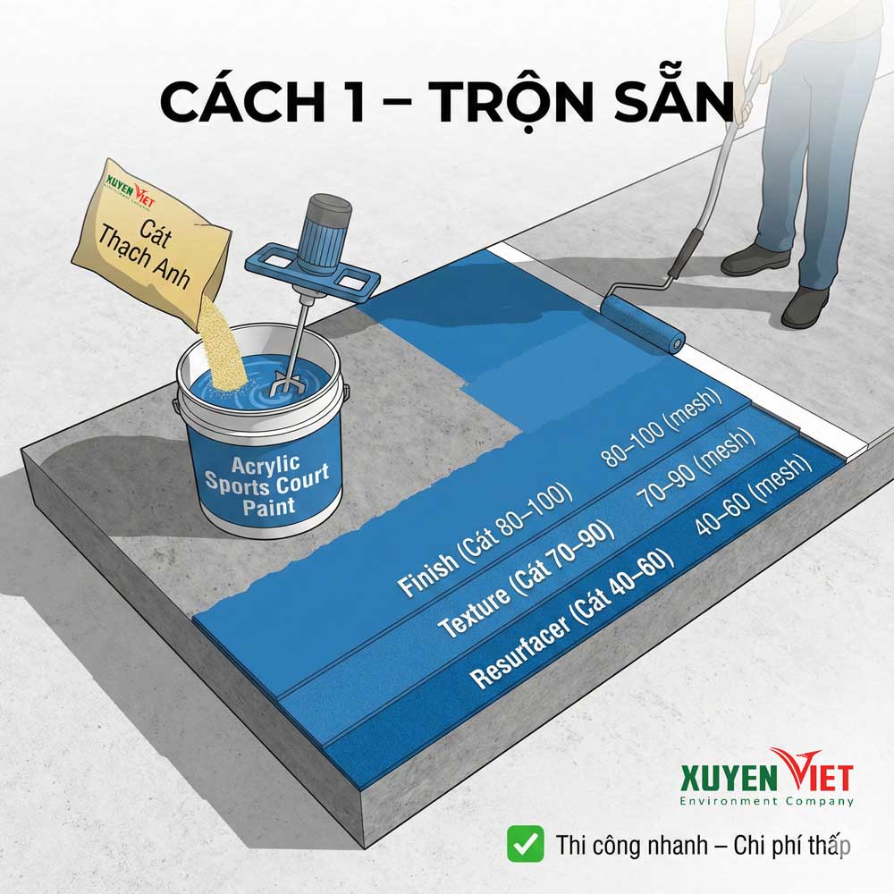 quy trinh pha son epoxy - Hướng dẫn pha sơn epoxy s&acirc;n tennis