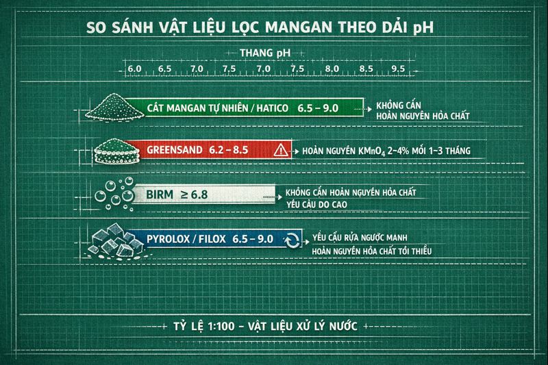 Tác dụng quặng mangan lọc nước trong sản xuất quang mangan loc nuoc theo dai pH - Tác dụng quặng mangan lọc nước trong sản xuất