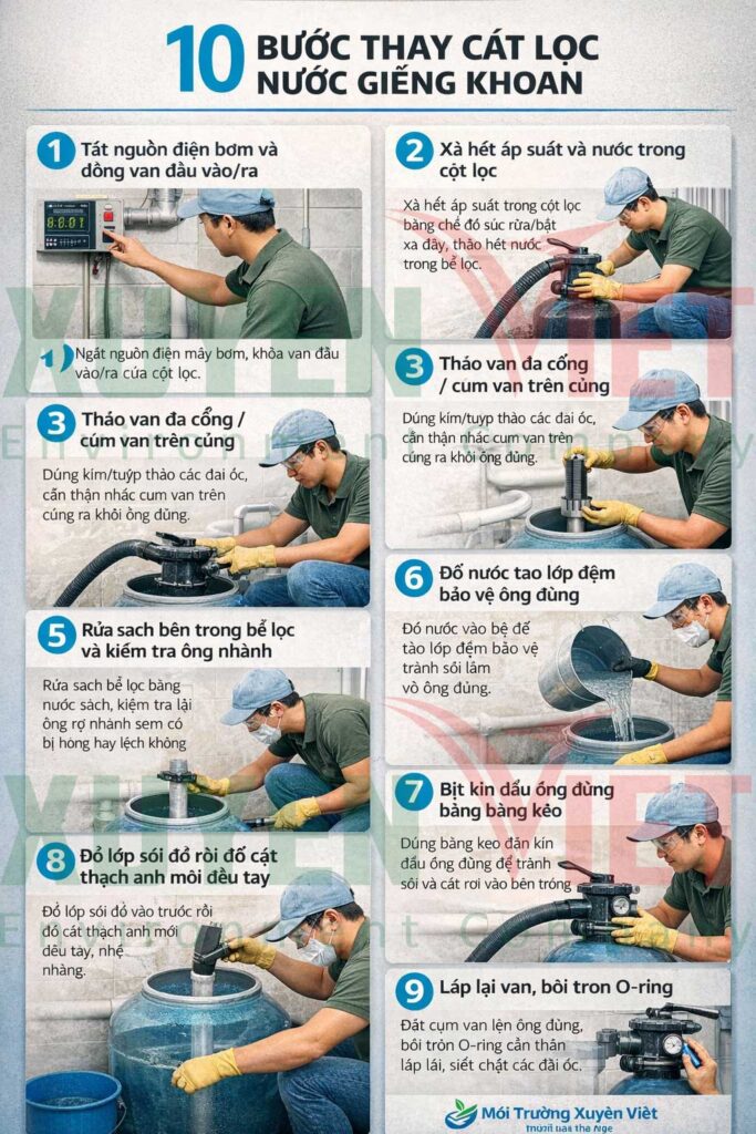 10 buoc thay cat loc nuoc gieng khoan 683x1024 - 10 Bước thay c&aacute;t lọc nước giếng khoan