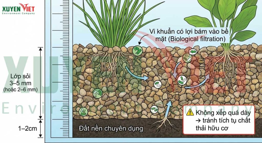 Cach xep lop soi thach anh loc nuoc ho ca 1024x559 - N&ecirc;n mua sỏi thạch anh lọc nước giếng khoan, hồ c&aacute; n&agrave;o