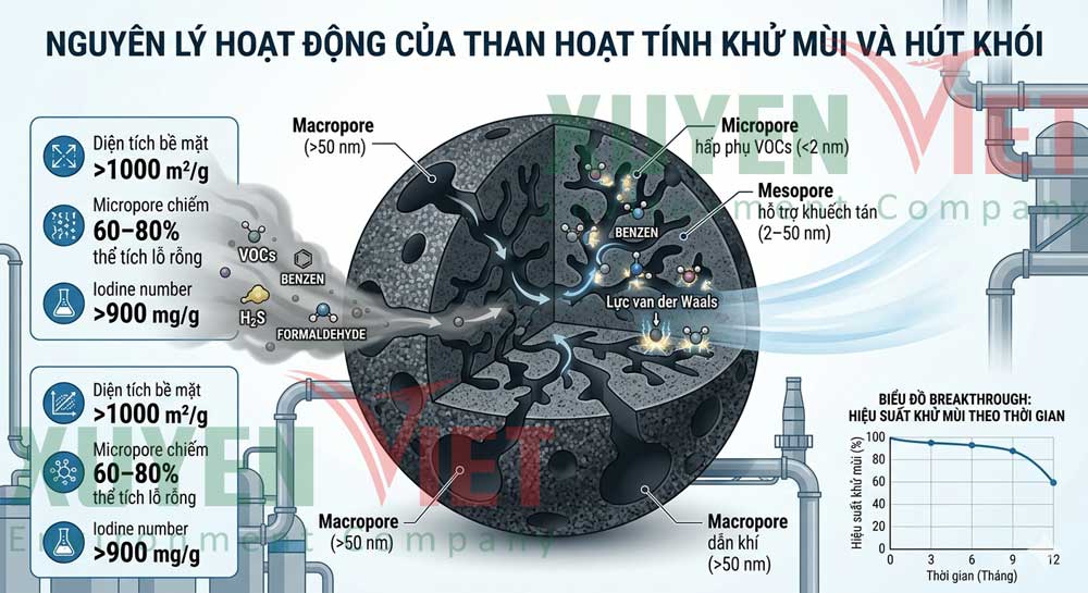 Than hoạt tính xử lý khí dung môi VOC 2026 Nguyen ly hoat dong cua than hoat tinh khu mui va hut khoi - Than hoạt tính xử lý khí dung môi VOC 2026