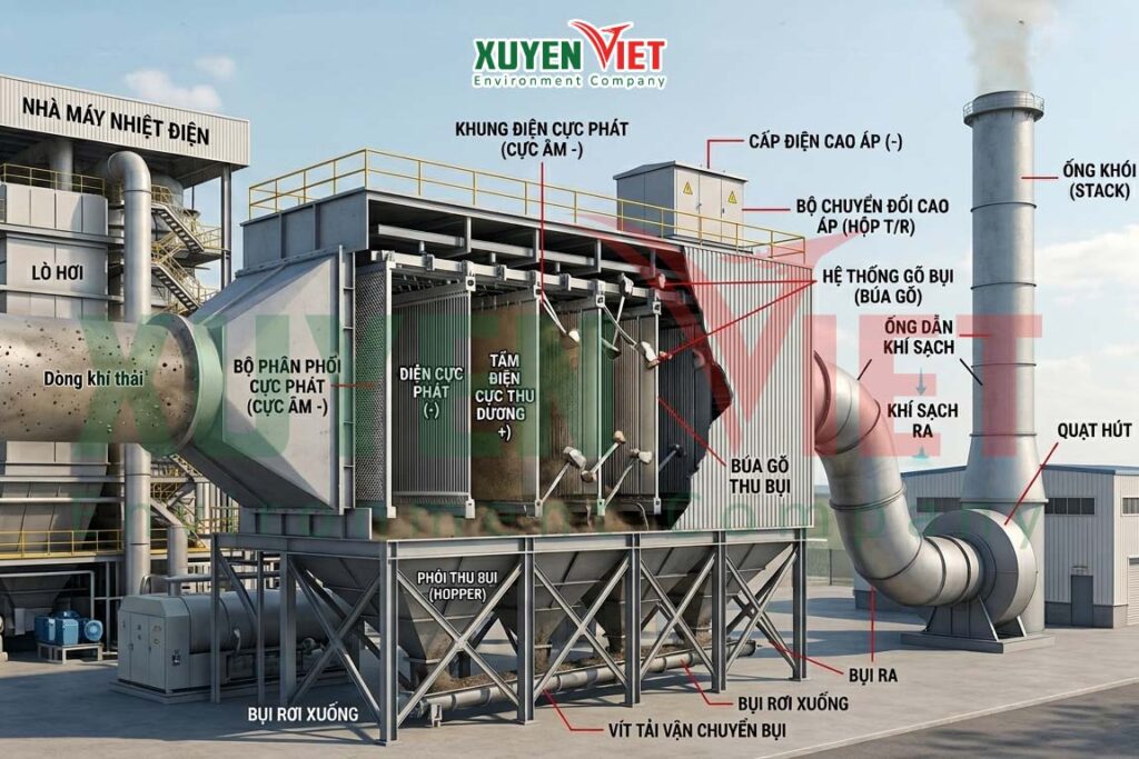 nguyen ly hoat dong cua loc bui tinh dien ESP 1024x683 - Hệ thống lọc bụi tĩnh điện ESP cần lưu &yacute; 6 điều sau