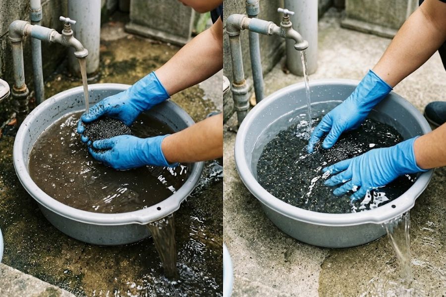 Sai va dung khi rua cat mangan - So S&aacute;nh C&aacute;t Mangan Việt Nam vs Hạt Birm Clack USA vs Hạt ODM-2F Nga